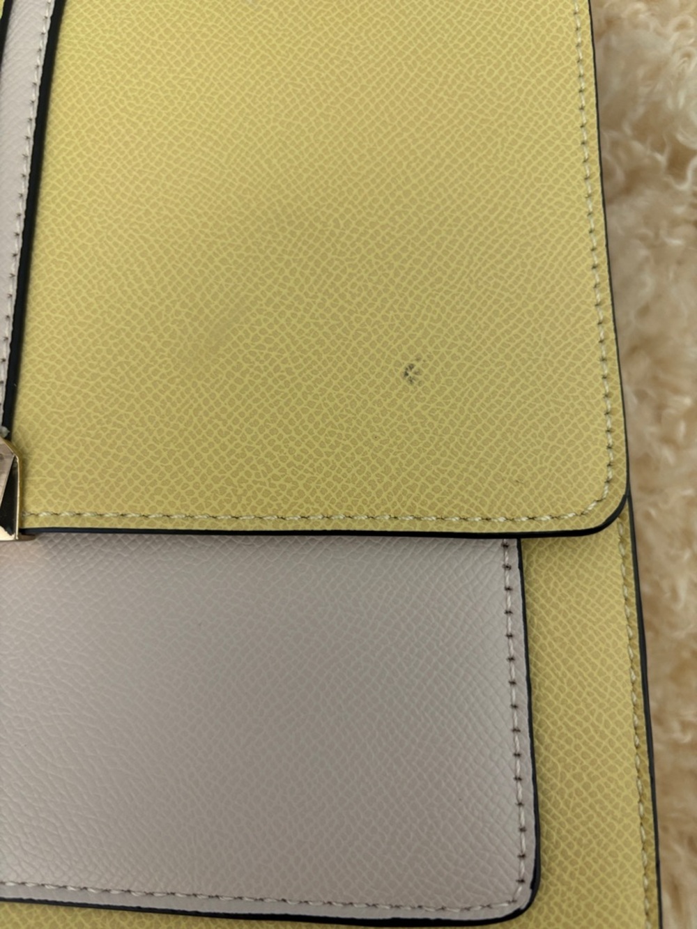 Aldo Two-Tone Pale Yellow and Light Gray Top-Handle Satchel - Picture 5 of 5